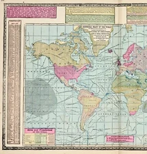 1897 WORLD MAP Original (19x12) United States Africa Asia Europe South America 