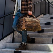 Leather Travel Duffel Bags for Men and Women Full Grain Leather Overnight Bag