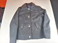 Faconnable Women Classic Pea Coat Front Button Black Small