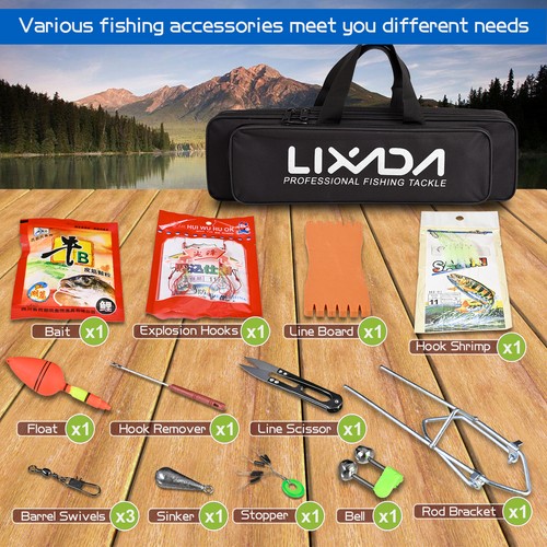 Lixada Professional Fishing Rod Spinning Reel Combo W/ 2.1m Telescopic Rod E6U6 - Picture 10 of 12