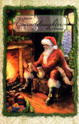 Special CHRISTMAS Card FOR GRANDDAUGHTER, Santa Gift Joy by Gallant Greetings +✉
