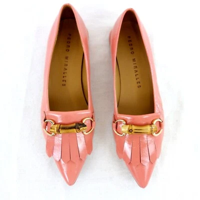 Pedro Miralles Loafer rosa Schuhe Ballerinas Slipper spitz Glanz echt Leder Neu - Bild 1 von 4