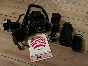 Miranda Sensomat RE Camera Body with 3 lenses and a Soligor Teleconverter