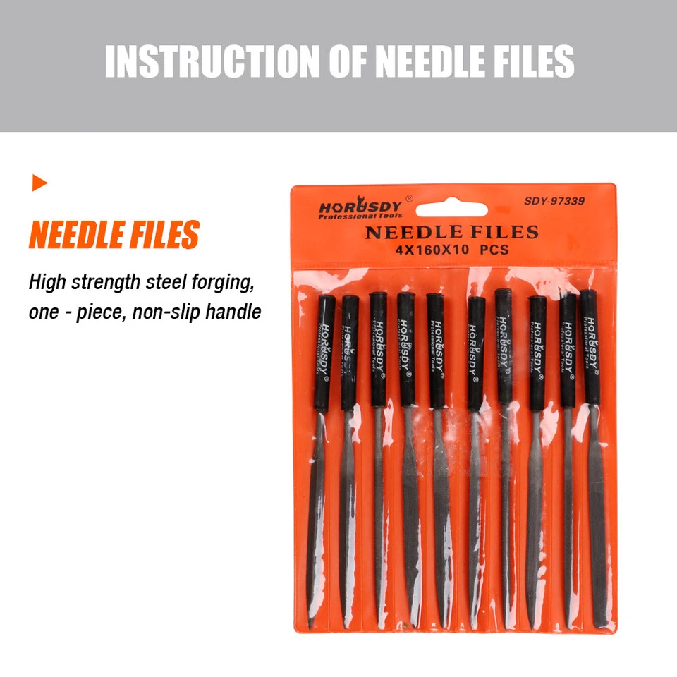 10-Piece Diamond Mini Needle File Set 160mm x 4mm For Metal Jeweler Wood Carving - image 2 of 4