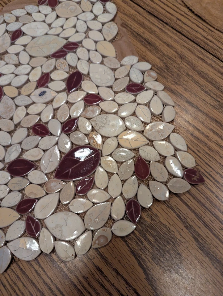 Vintage Made In Japan Multi-Color Porcelain Leaves Wall Tile Floor Pool Tile - Image 3 of 4