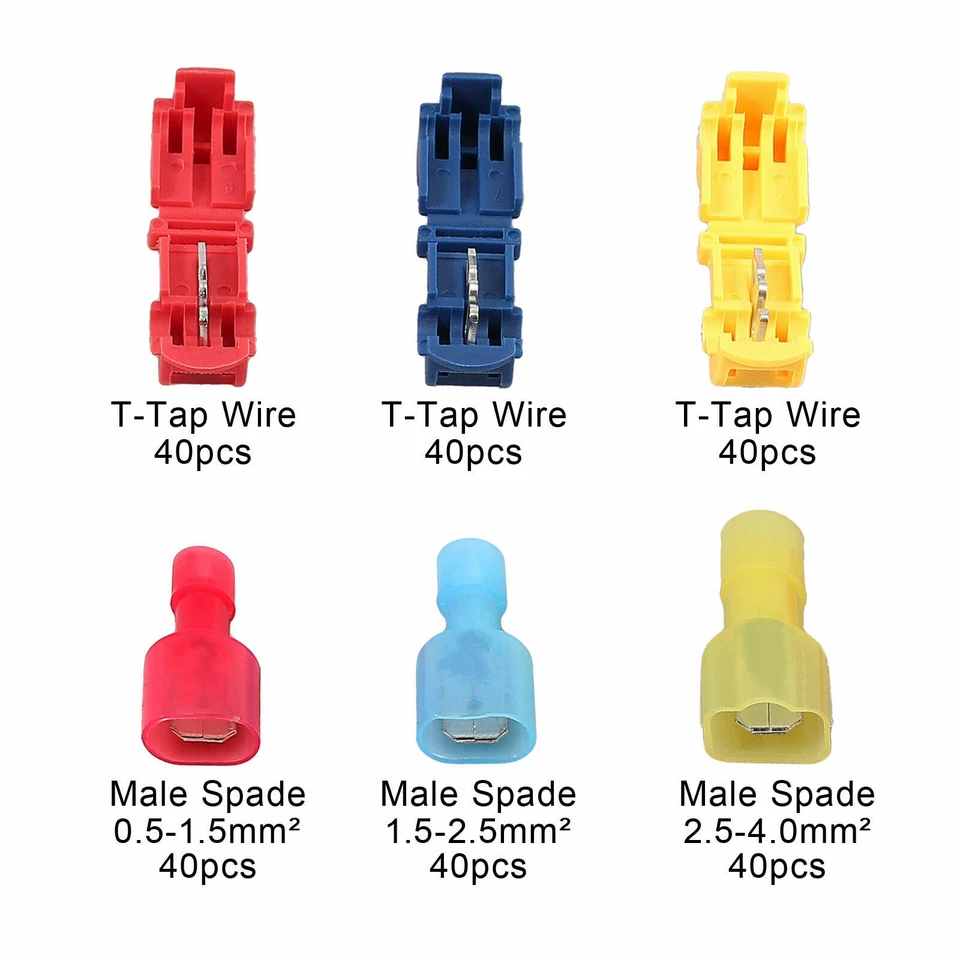 240Pc Quick Splice Scotch Lock T Tap Wire Joint Cable Crimp Terminals Connectors - Image 2 of 4