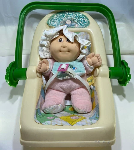 Vintage Cabbage Patch Babyland Kids Baby Girl Doll 1989 & 1983 Caleco Carrier