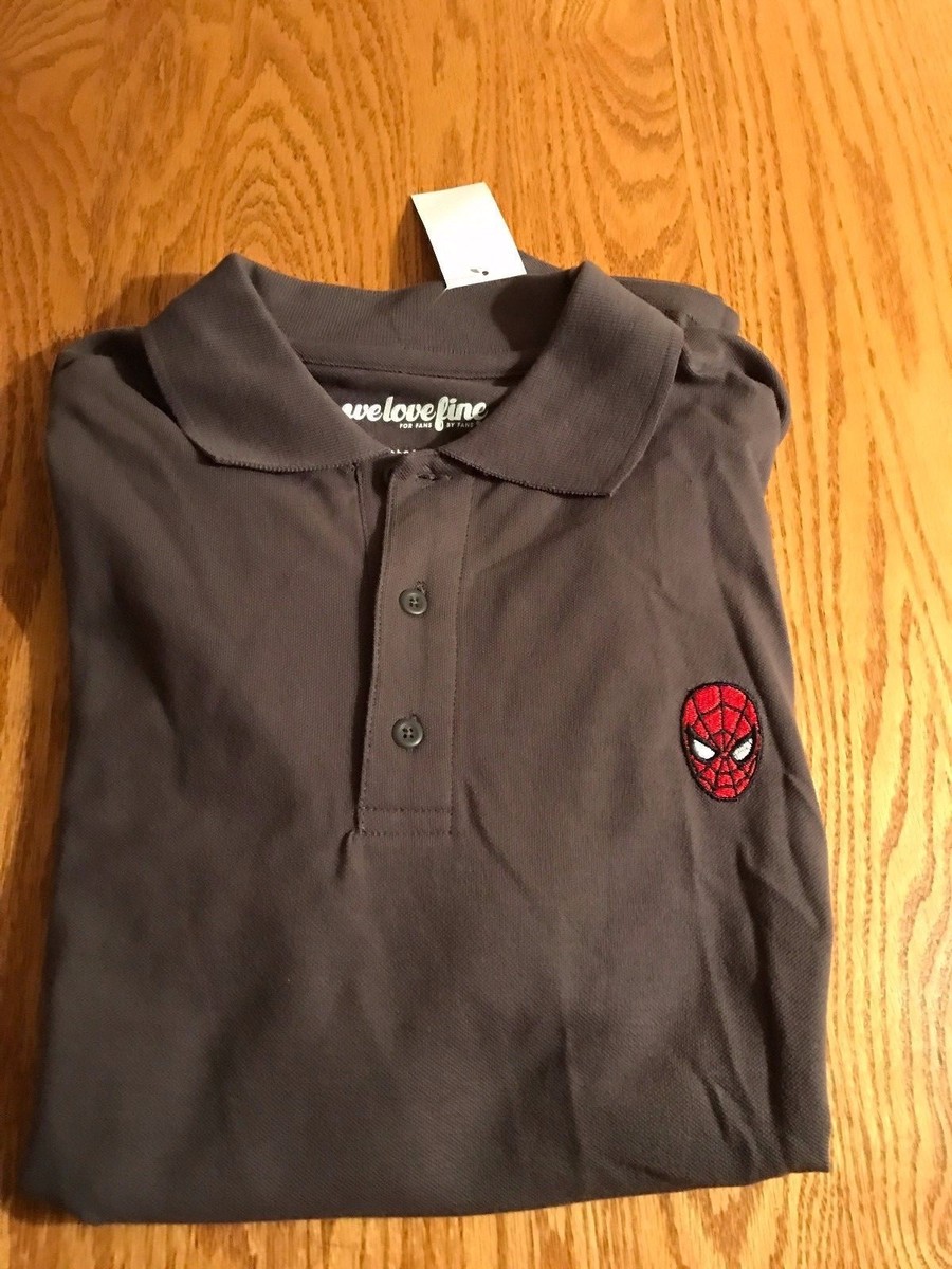 Licensed Marvel Comics Spiderman Embroidered S Gray Polo Shirt