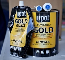 UPOL 0745 + 0688 GOLD Lightweight Body Filler + Gold Glaze Putty Bundle