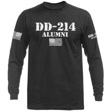 DD214 Alumni Military Patriotic US Flag US Army Veteran Long Sleeve