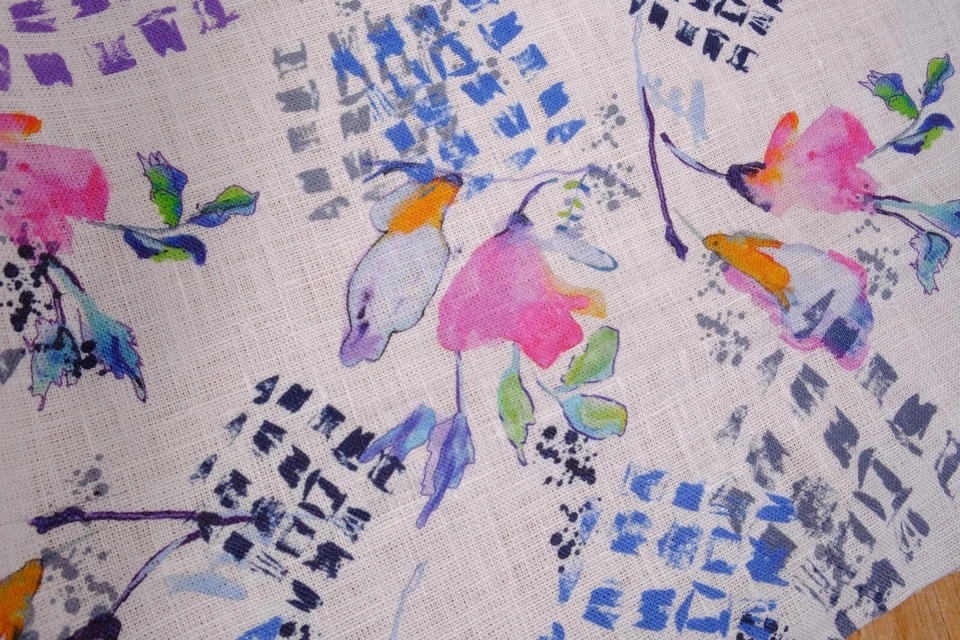 Pure 100% LINEN flower  Soft Fabric 180gsm Flax Clothing fashion floral - Image 3 of 4