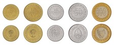 Bahrain 5-100 Fils, 5 Pieces Full Set, 2010-2014, KM #24.2-30.2, Mint
