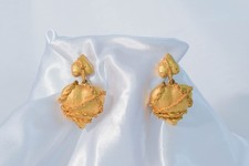 Vintage Kate Hines Brutalist broken heart clip on earrings - heart w/chains RARE