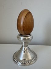 Solid Wooden Sewing Gem Egg Carved Turned Wood Darning Decor Folk Art cottage