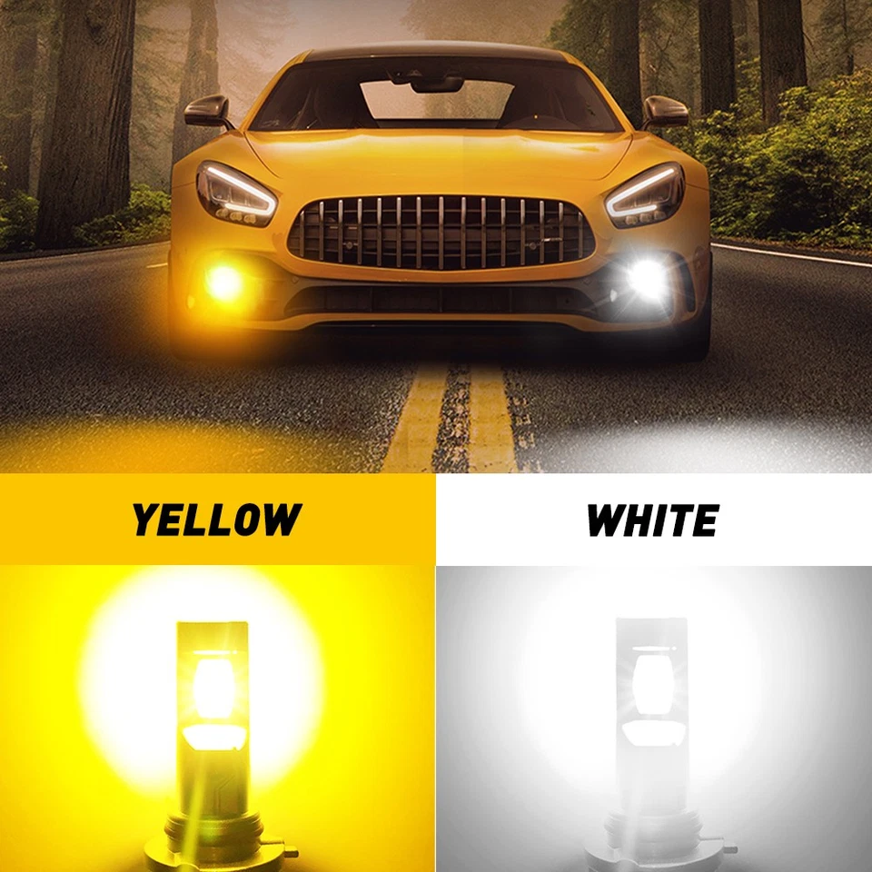 H11 H9 H8 2X LED Fog Bulbs Light Dual Color w/ Flash 2 Mode 6K White + 3K Yellow - image 2 of 4