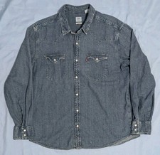 Levis Red Tab Denim Shirt Mens XL Standard Fit 85745-0023 Pearl Snap Cowboy