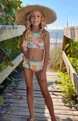 Girls Matilda Jane Dream Chasers On An Island Swimsuit Size 4 NWT 