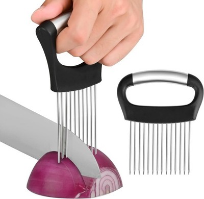 【2 PCS】Onion Holder for Slicing - Stainless Steel Vegetable & Fruit Cutter C