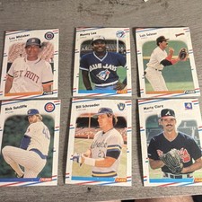 Fleer 1989 MLB Whitaker Lee Salazar Sutcliffe Schroeder Clary Card Lot (6)