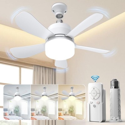 Eonini Socket Fan Light Remote 16 Ultra-Quiet 5-Blade Small Ceiling Fan Light
