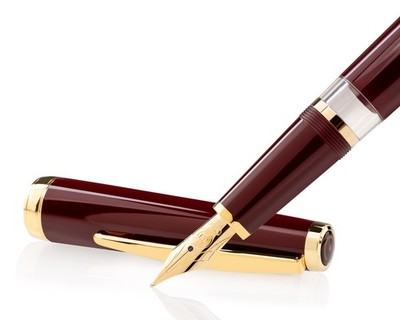Cleo Skribent Classic Gold Kolben-Füllhalter, bordeaux, M-Feder