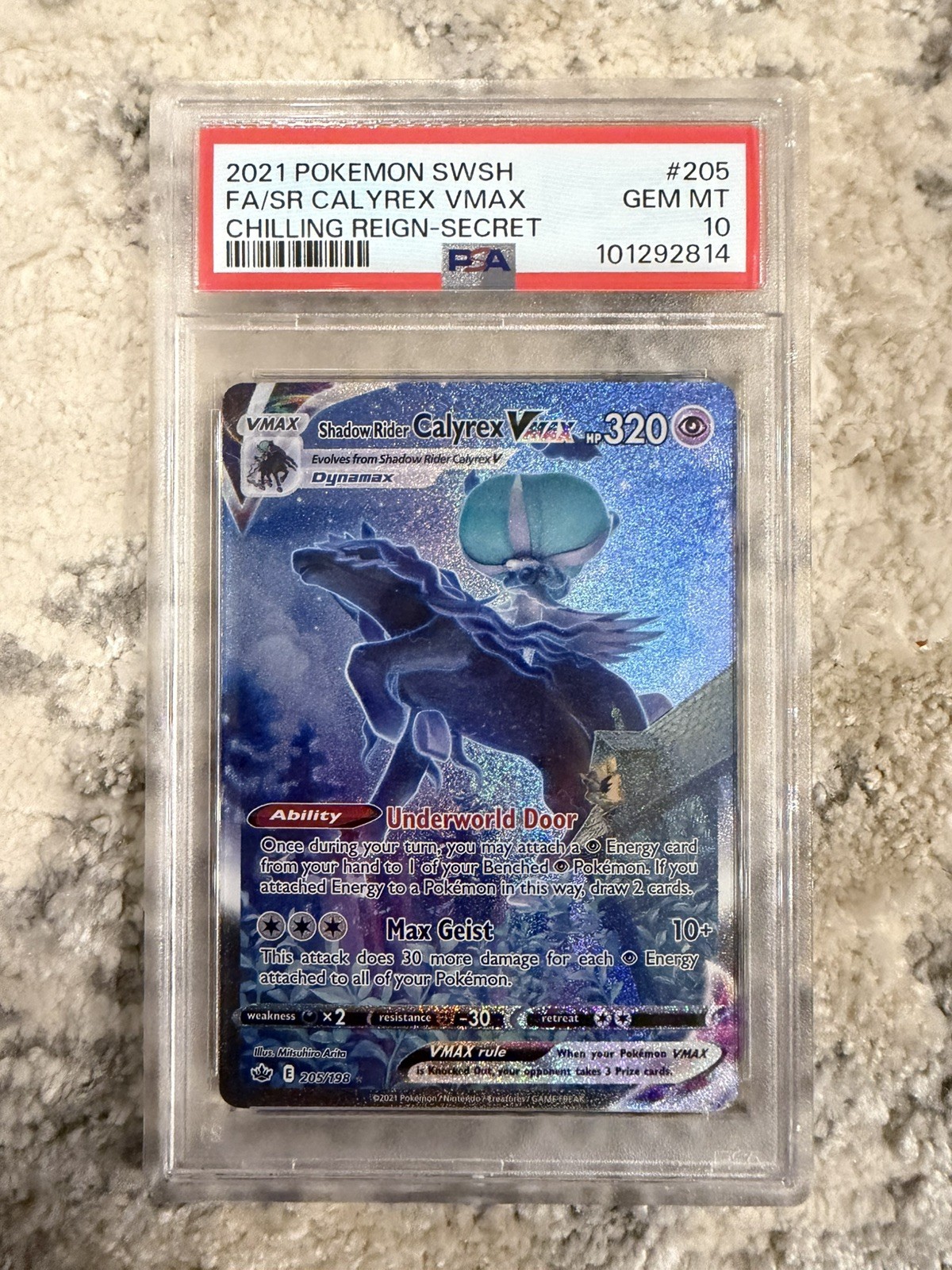 Pokemon Shadow Rider Calyrex Vmax Chilling Reign 205/198 Secret Rare PSA 10