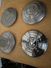Vintage V8 Logo Hubcaps Set Of 4 Antique Car Truck Dog Dish Hub Caps Barn Find