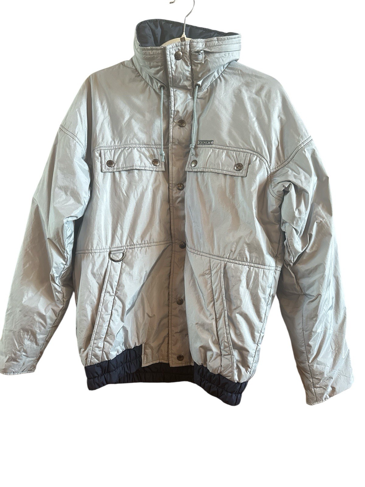 Descente Men's Sz Small Silver Gore Text Outdoors Ski Jacket Snaps