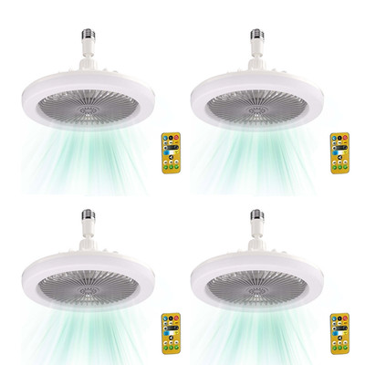 10'' Adjustable E27 Socket Ceiling Fan Dimmable LED Light Remote Cooling Fan Lamp