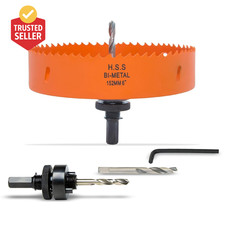 6 Inch Hole Saw with Arbor for Metal Wood and Plastic Cutting, 152Mm Bi-Metal Ho
