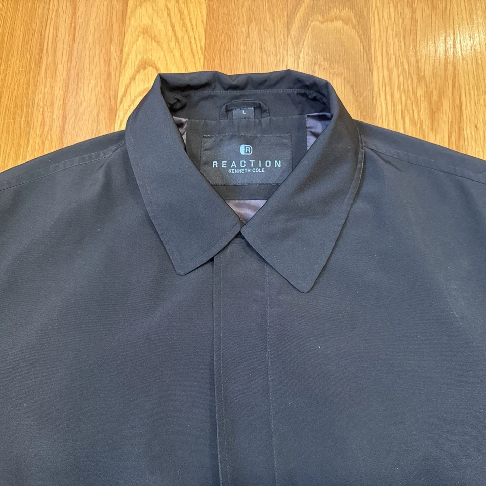 Kenneth Cole Reaction Mens Coat Size L Lightweight Rain Jacket Black Zip Up - Image 2 of 4