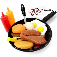 Liberty Imports Fast Food Playset with Cooking Pan and Spatula-25-Piece Kitchen