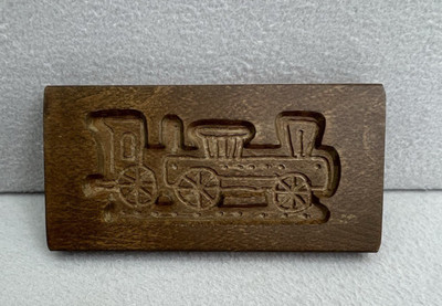 VTG Hand Carved Wooden Train Cookie Mold 7in Folk Art Kitchen Wall Decor