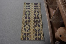 Vintage Area Rug, 1.5x3.5 ft Blue and Green Decor