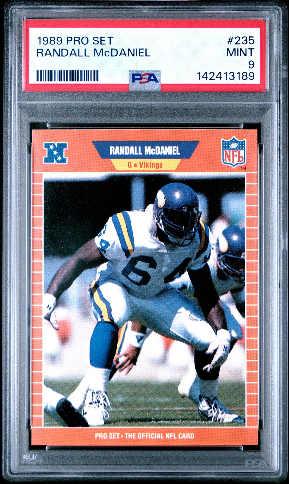1989 PRO SET #235 RANDALL MCDANIEL ROOKIE RC PSA 9