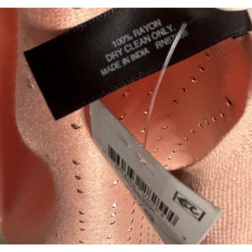 INC Scarf Gold Studs Peach Satin Rectangle Raw Hem Rayon Elegant Glam NWT - Picture 6 of 6