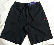 Polo Ralph Lauren Men's Black Knit Sweat Shorts Drawstring Pockets Polo Pony