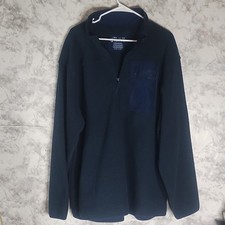 Bass Pro Shops Men's 2XL Navy Blue 1/4 Zip Pullover Sweater Chest Pocket