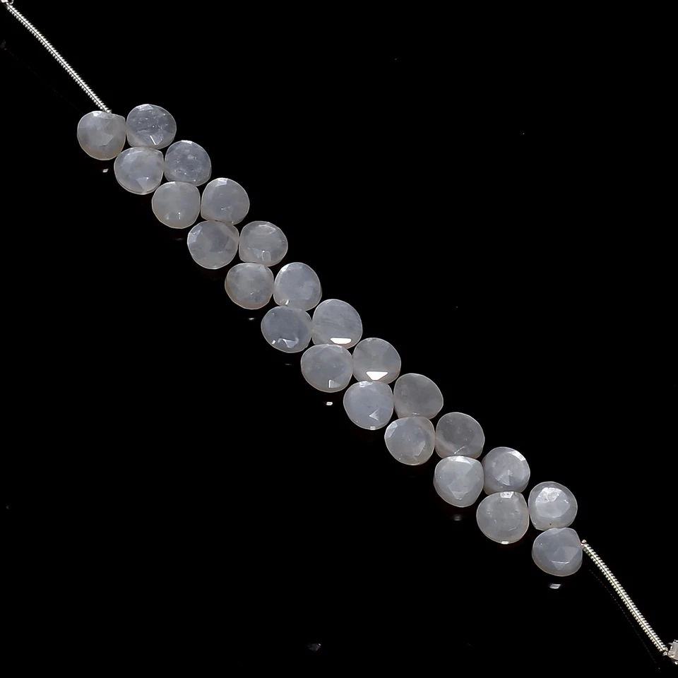 Grey Moonstone Gemstone Heart Shape Faceted Beads 7X7X4 mm Strand 3.75" UGB-752 - Image 3 of 4
