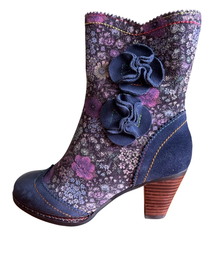L'Artiste богемное Arty 3D цветочный замшевые ботинки 7,5-8 Simonetta фея ведьма богемный - Изображение 2 из 4