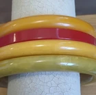 Bakelite Vintage Bangle Bracelet Set Yellow Red Green Collectible Jewelry Lot 4