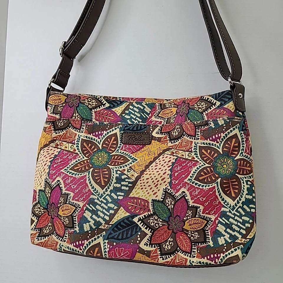 Relic Floral Canvas Crossbody/Shoulder Bag 9"x12"x2.5" - Image 3 of 4