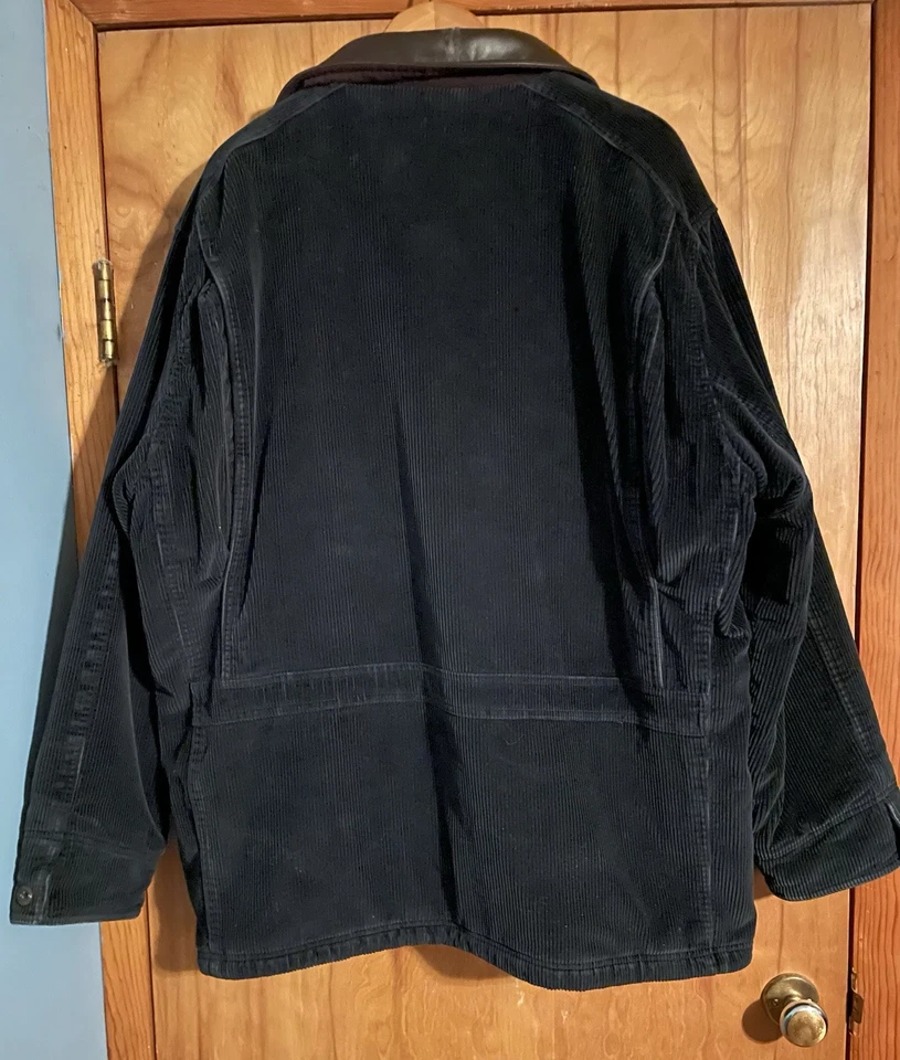 VTG 90s CHAPS RALPH LAUREN MENS XL NAVY CORDUROY BLANKET CHORE BARN JACKET WARM - Image 4 of 4