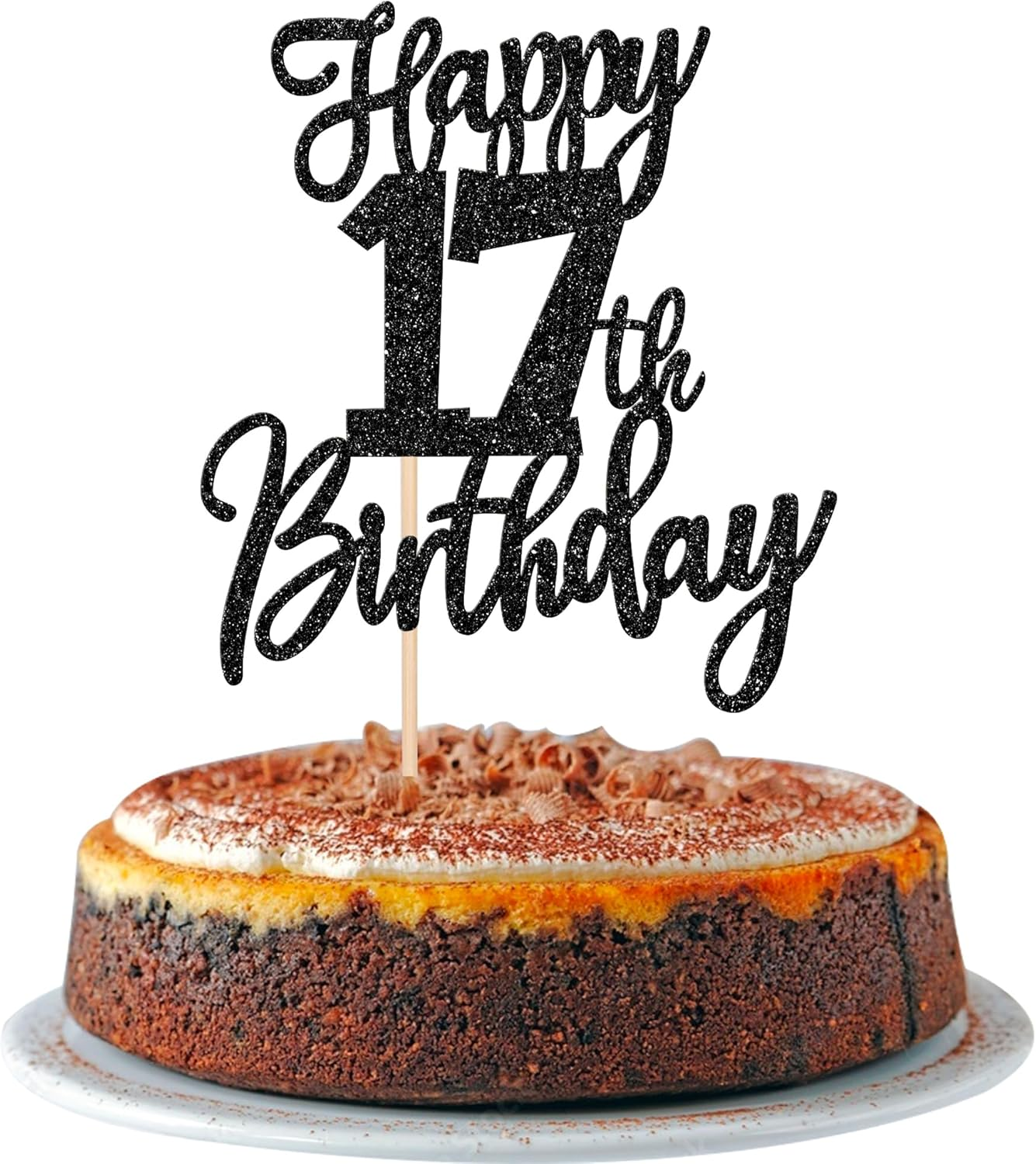 Happy 17Th Birthday Cake Topper Black 1 Pack Glitter Cheers to 17 Years Birthday