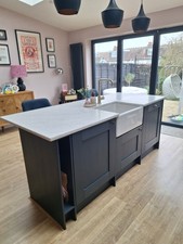 Kitchen Island From Magnet- Belfast Sink, Brass Tap, Dishwasher, X2 Barstools