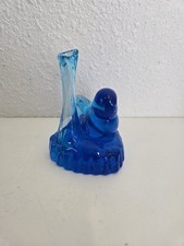 2002 Bluebird Of Happiness Glass Bud Vase Signed By Leo Ward On Heart Shape Vtg