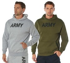 Men's Army Pullover Hoodie Sweatshirt - Rothco OD or Grey PT Hooded Sweatshirts