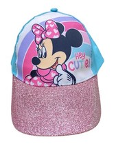 NEW KIDS DISNEY MINNIE MOUSE BASEBALL HAT PINK GLITTER ADJUSTABLE CAP HEY CUTIE