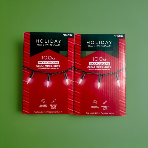 100 ct. Clear Mini String Lights Outdoor-Indoor Christmas (Lot of 2) NEW In BOX