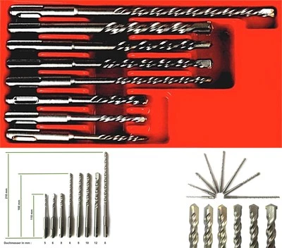 SDS Plus Bohrer Set Steinbohrer Betonbohrer Hammerbohrer 5 / 6 / 8 / 10 / 12 mm